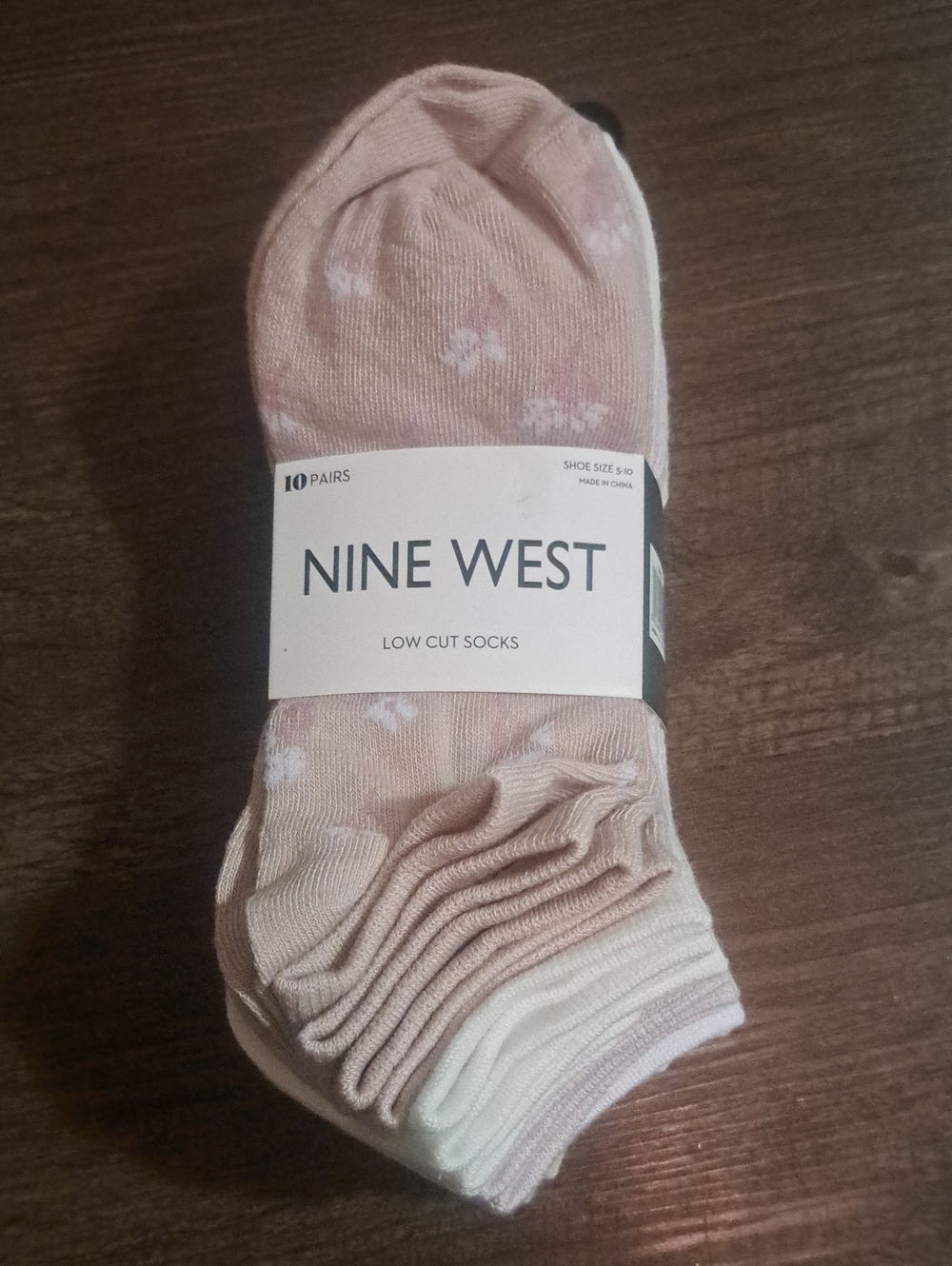Nine West Women's Low Cut Socks Pink White Floral (10 Pairs) New